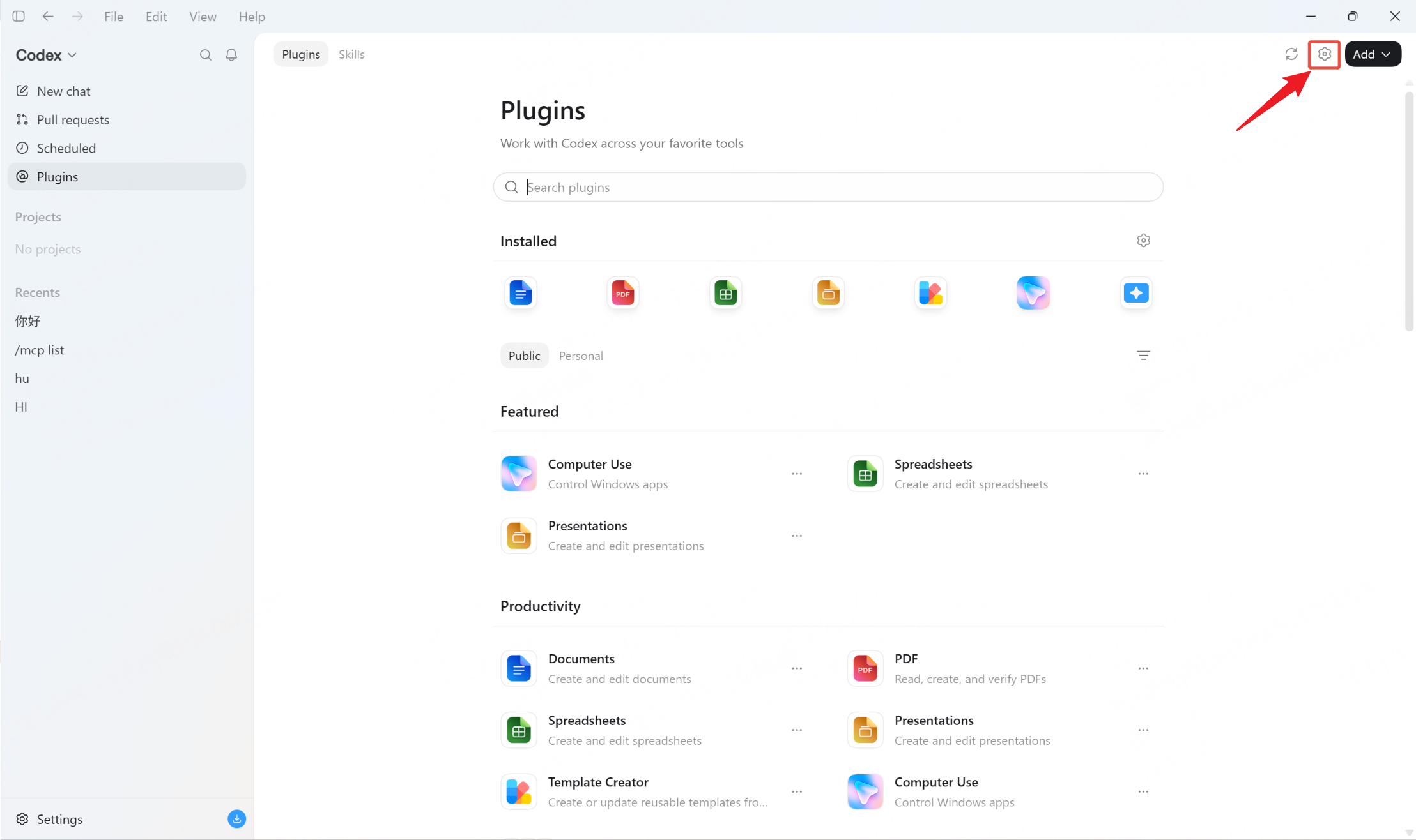 Haz clic en Configuraciones