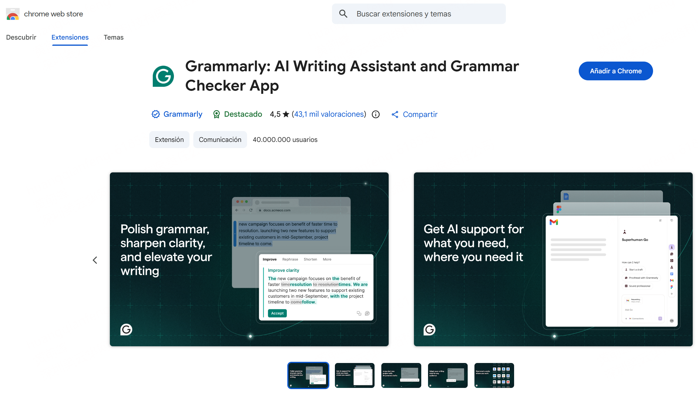 Grammarly mejora títulos y descripciones de productos