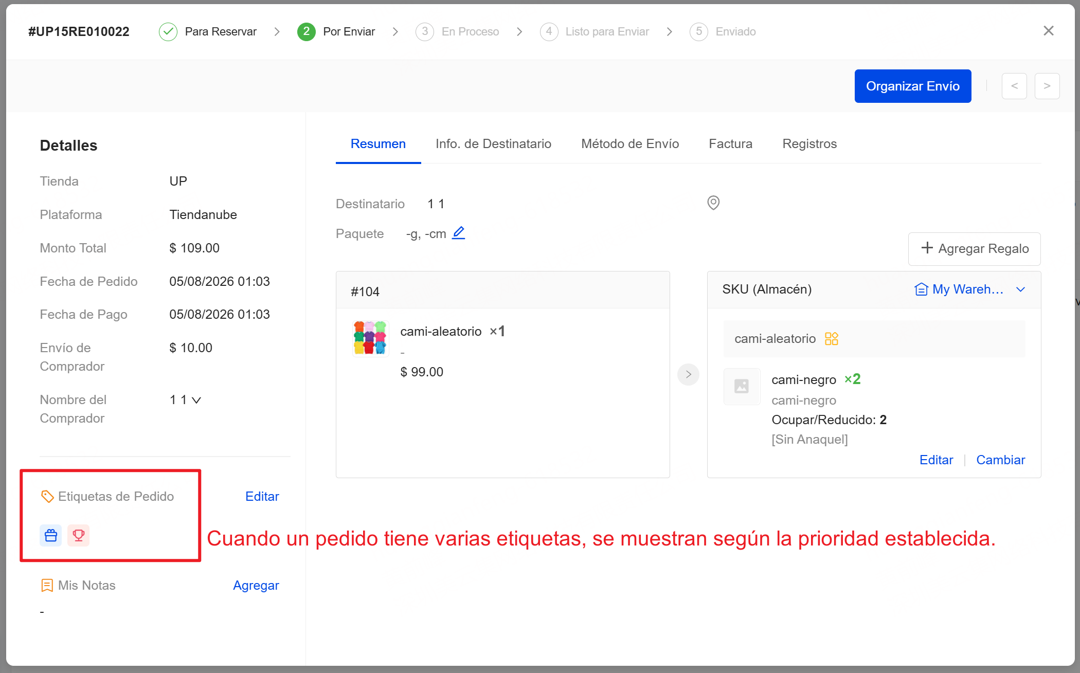 Visualización de etiquetas