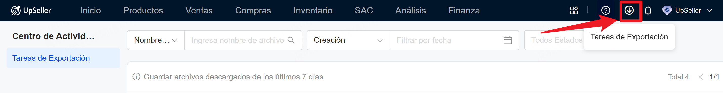Entrada de Tareas de Exportación