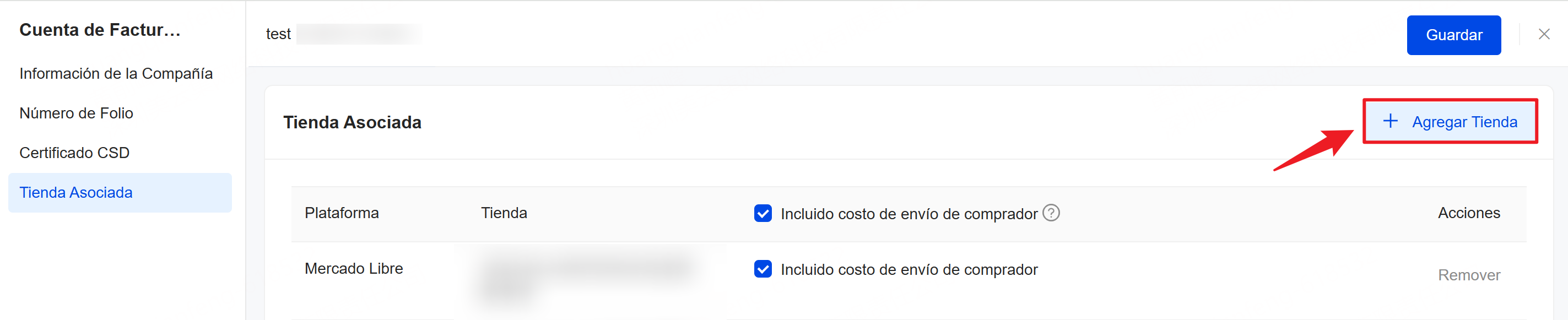Haz clic en Tienda Asociada para ir a la página de Asociación