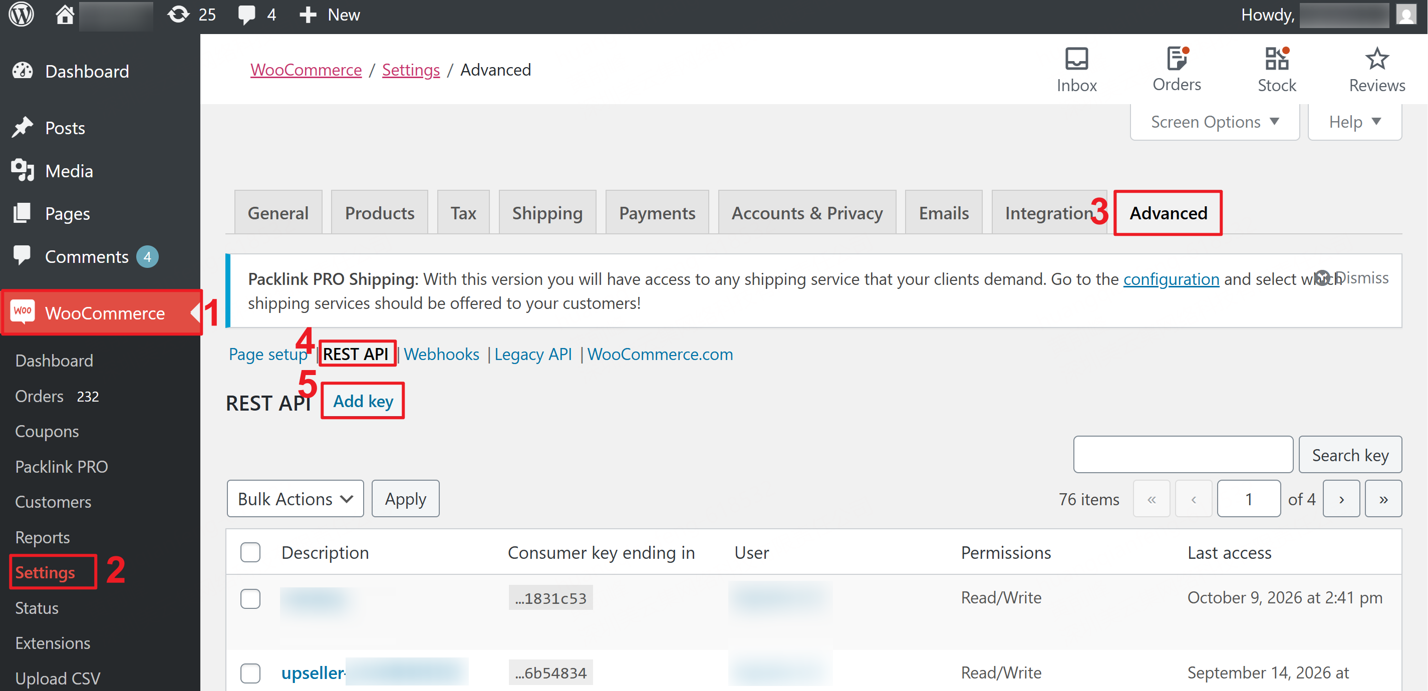 Obtén las claves de API para integrar con WooCommerce