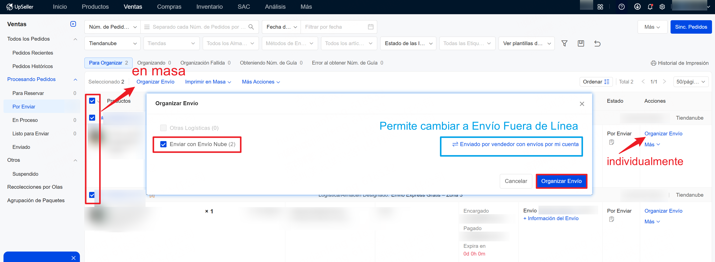Organizar envío y obtener Núm. de Guía para tiendanube