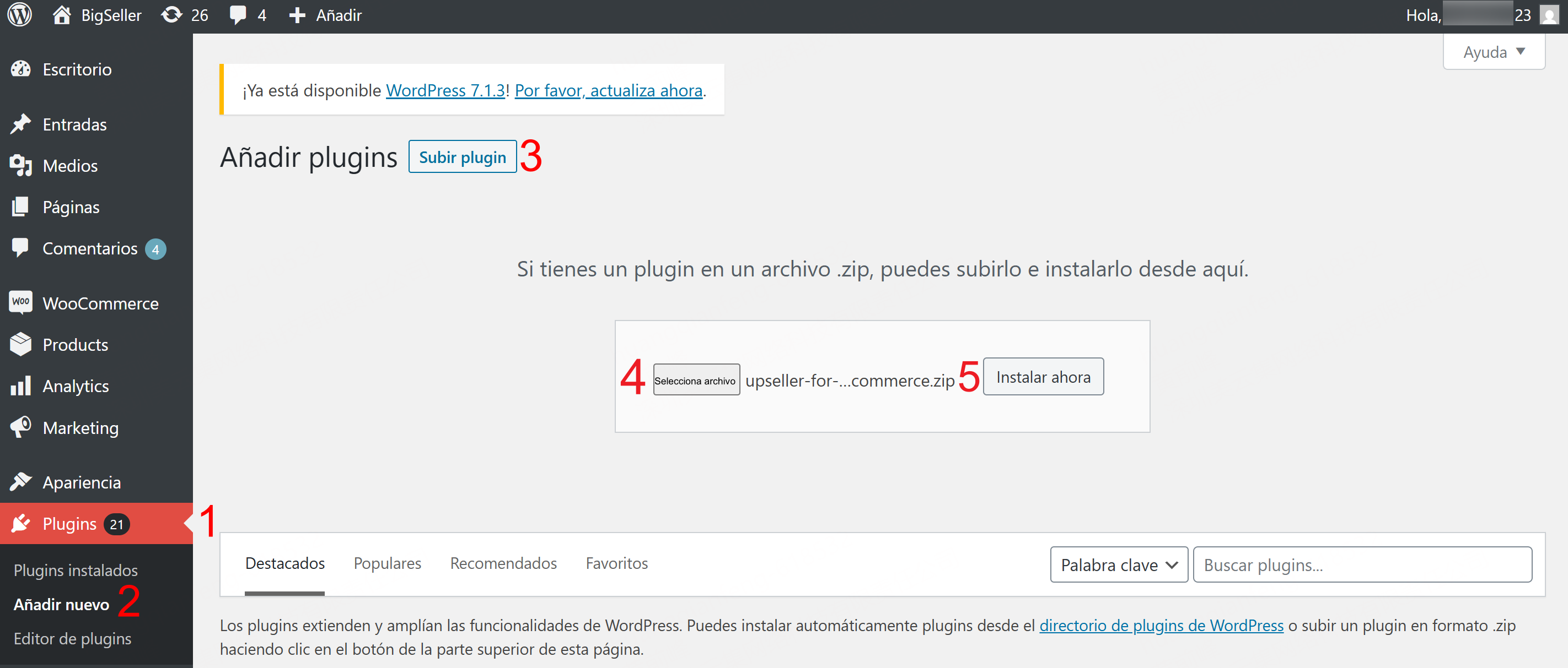 Instalar la extensión de WooCommerce