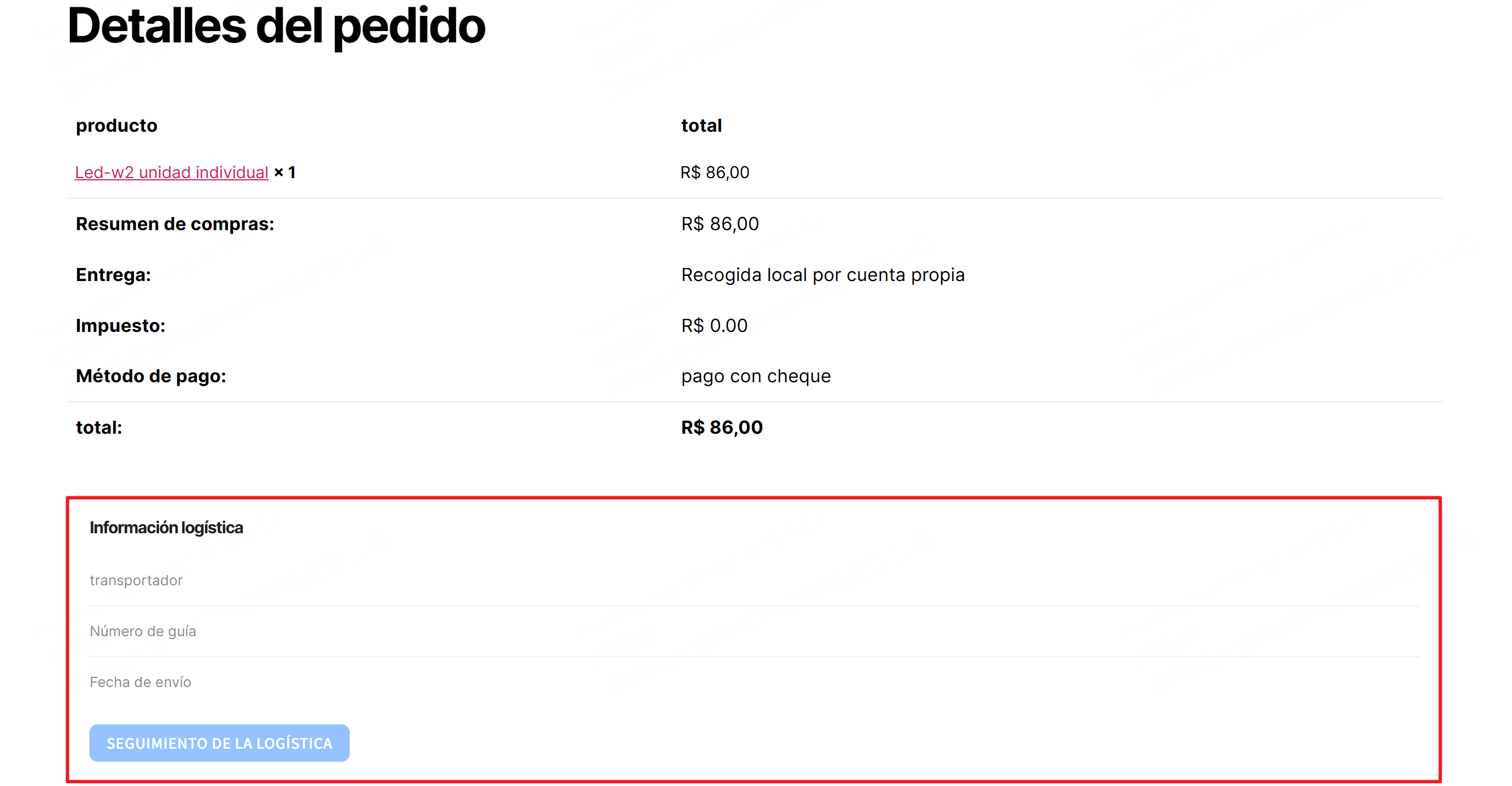 Consultar el seguimiento de envíos en detalles de pedido de WooCommerce